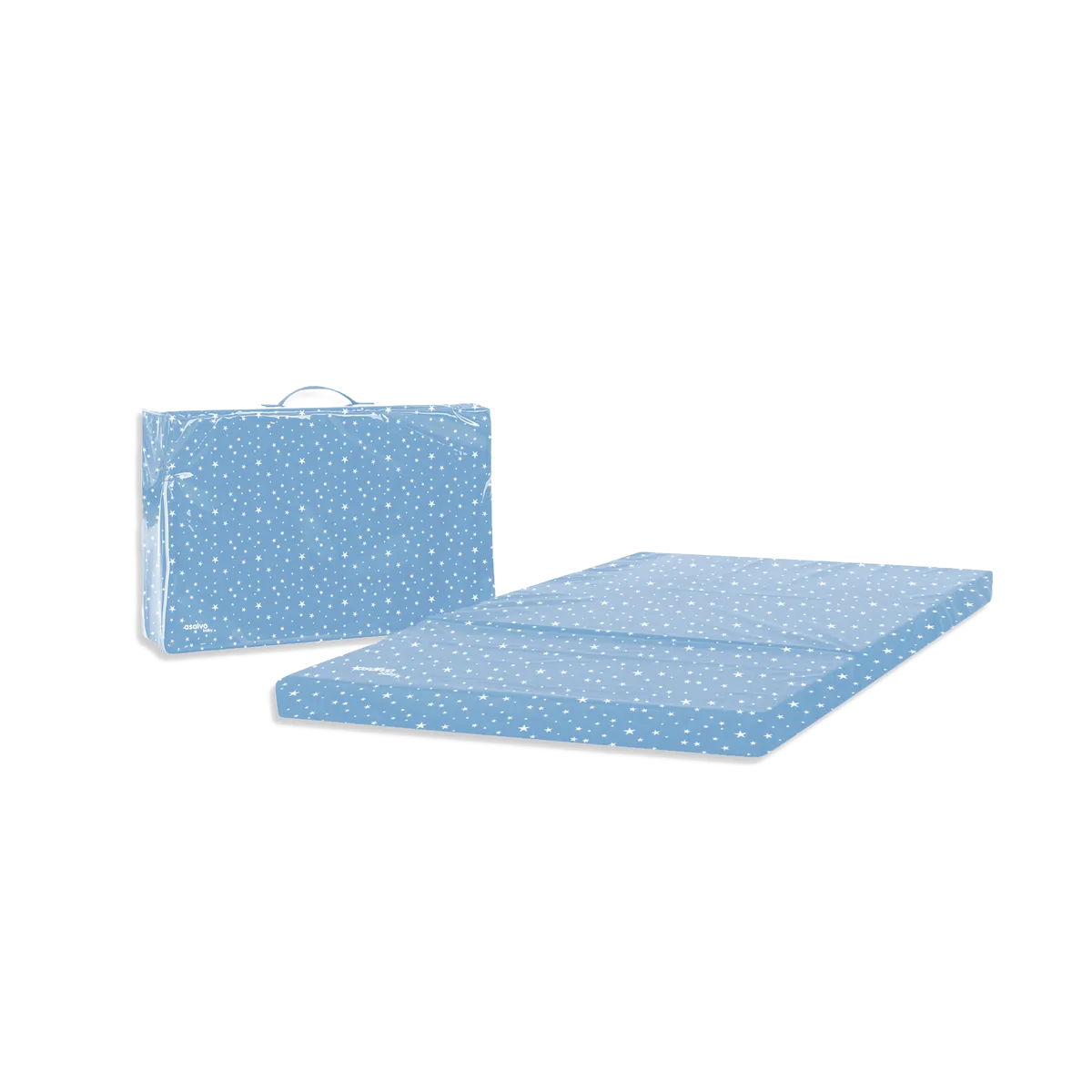 Asalvo Foldemadras Stjerner 120x60x6cm, Blå - billede 1