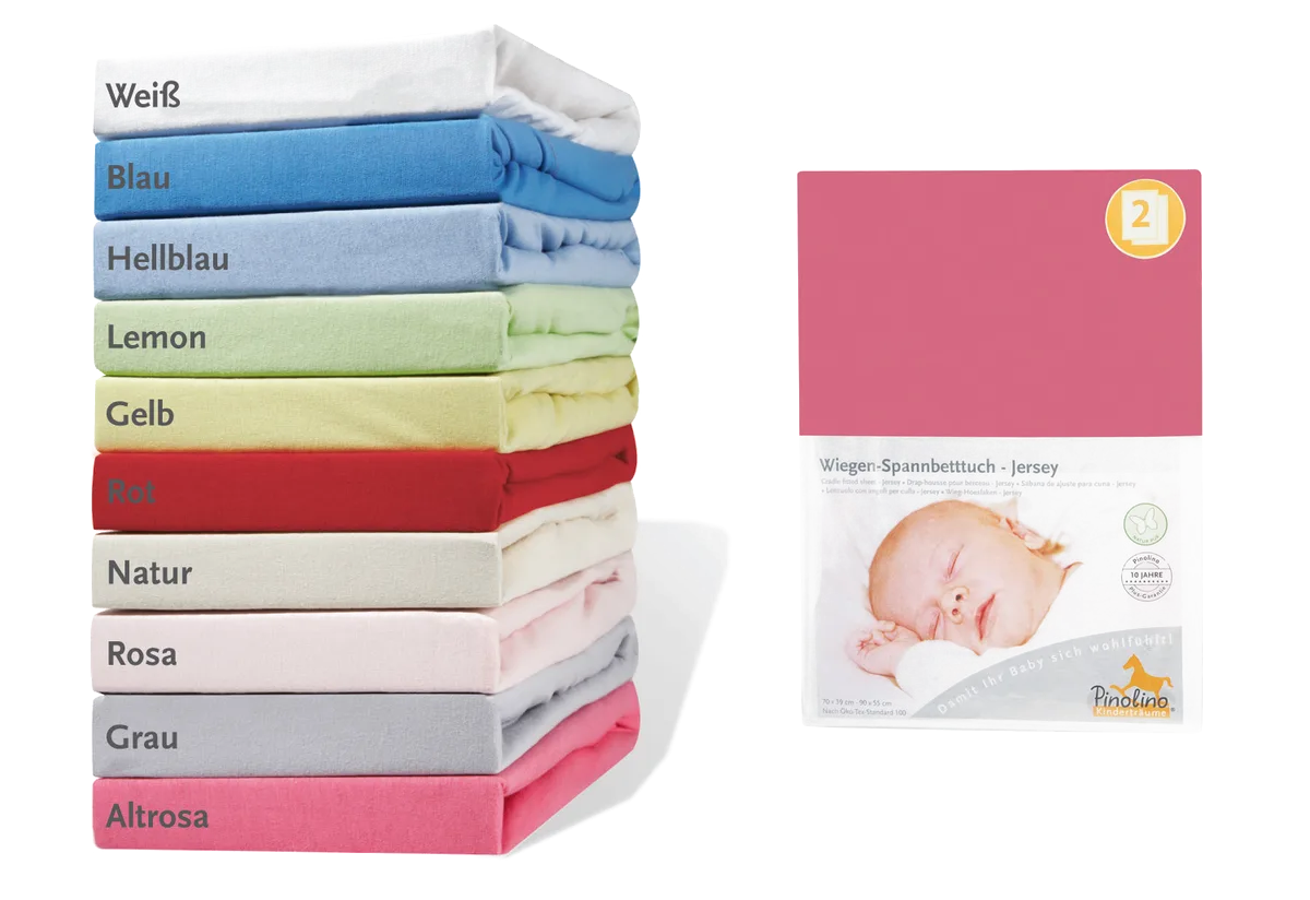 Pinolino Stræklagen til Vugge, Bedside Crib og Barnevogn (2 stk.), Jersey/GammelRosa - billede 1