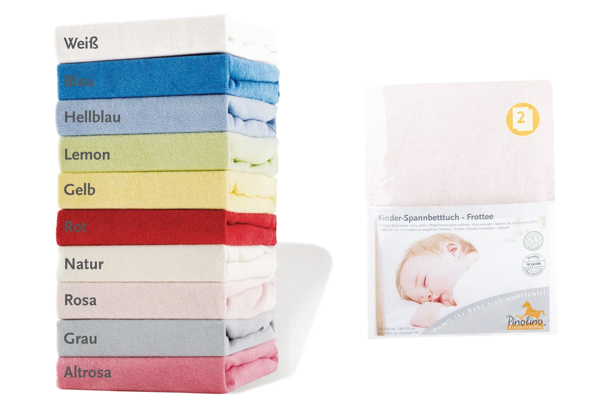 Pinolino Stræklagen til Baby og Juniorseng (2 stk.), Frotté/Rosa - billede 1
