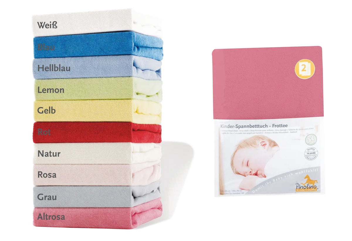 Pinolino Stræklagen til Baby og Juniorseng (2 stk.), Frotté/Gammelrosa - billede 1