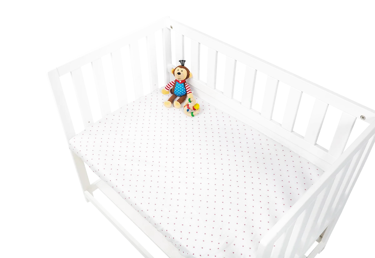 Pinolino Stræklagen til Vugge, Bedside Crib og Barnevogn 2 stk., Jersey/Rosa Stjerner - billede 1