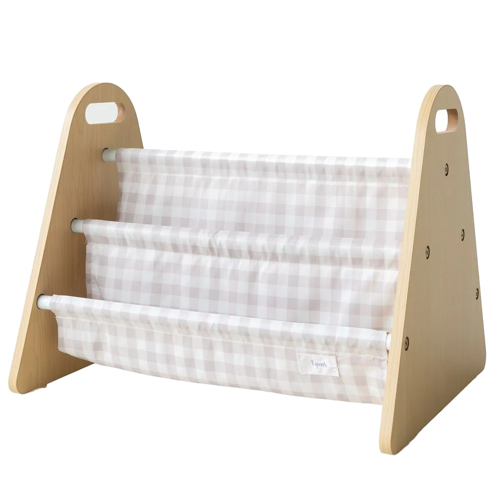 3 Sprouts Dobbelt-sidet Bogreol, Gingham beige - billede 1