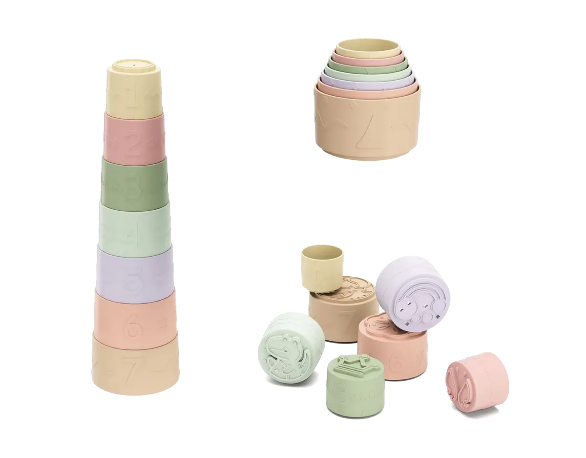 Kinder and Kids Blødt plast badelegetøj stablekop med mønster og hul (7 stk.) - billede 1