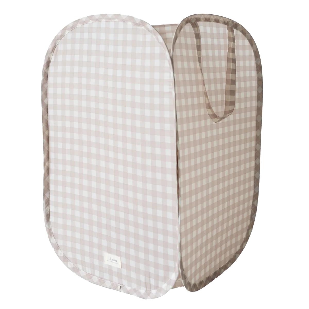 3 Sprouts Pop-up vasketøjskurv, Gingham beige - billede 1