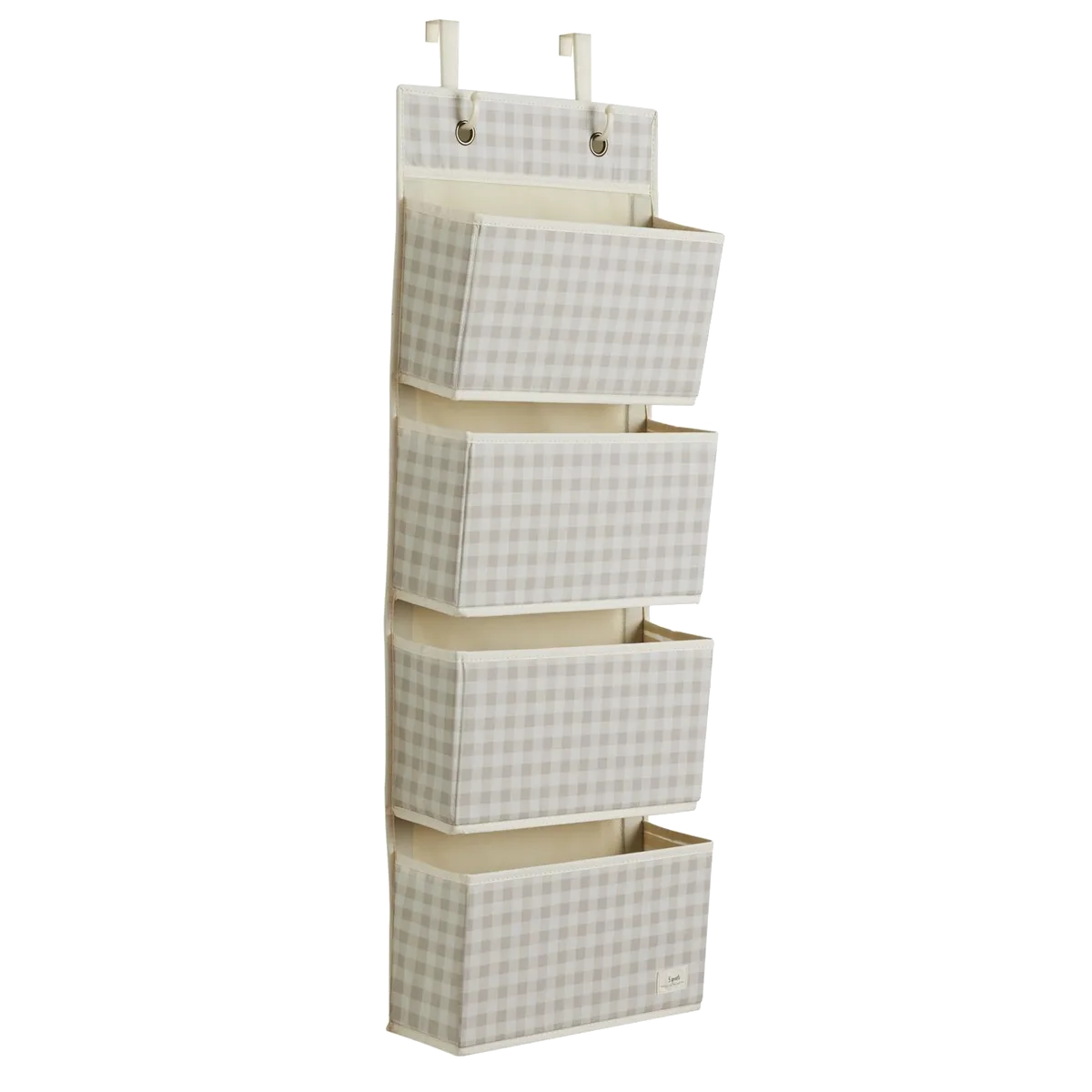 3 Sprouts Dørophæng med lommer, Gingham beige - billede 1
