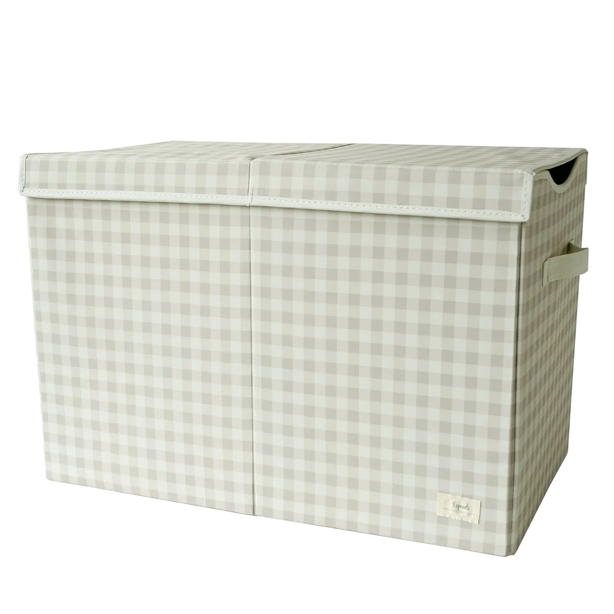 3 Sprouts Opbevaringskasse med låg, Gingham beige - billede 1