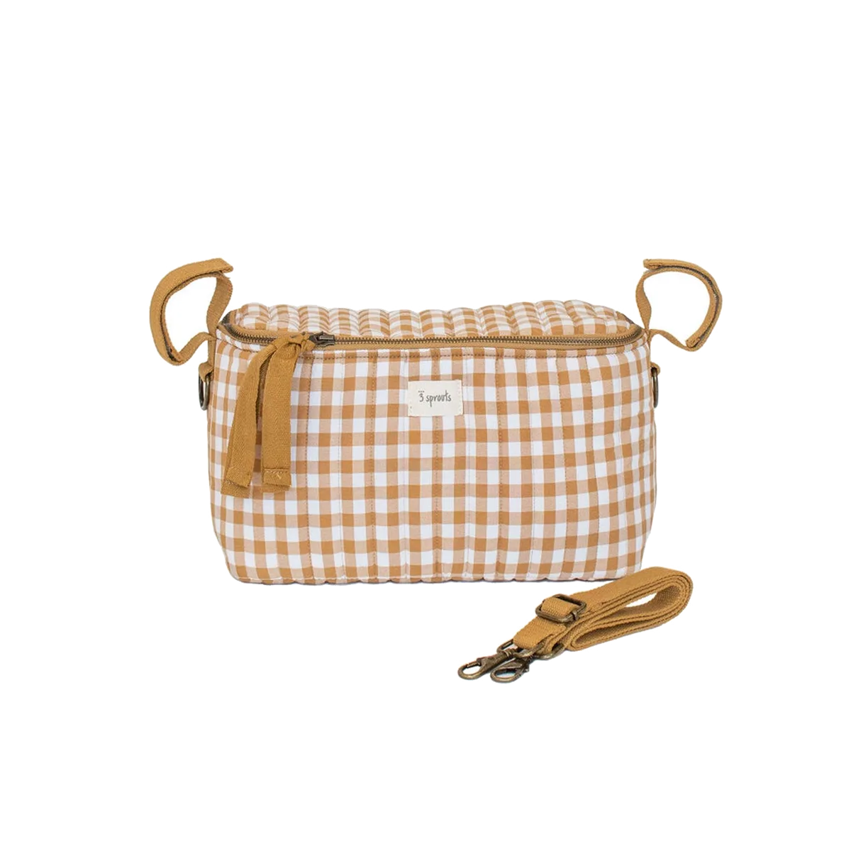 3 Sprouts Opbevaringskurv til klap- og barnevogn (Organizer), Quilt/Gingham sennep - billede 1